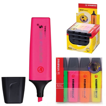 Набор текстовыделителей STABILO 4 шт., АССОРТИ, "Boss", линия 2-5 мм, 70/4