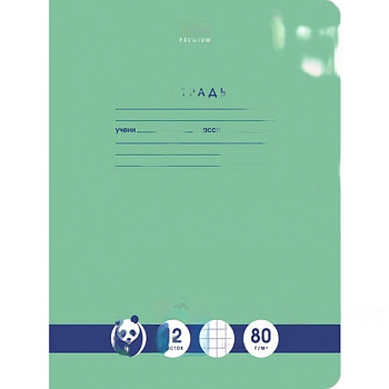 Тетрадь 12 л., HATBER Premium, клетка, обложка картон, "Панда", 12Т5A1_23630