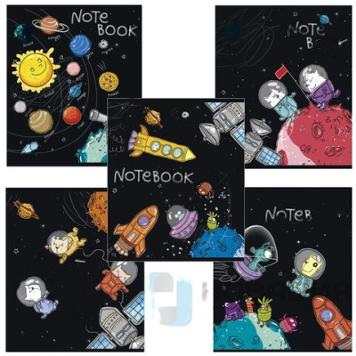 Тетрадь А5 48 л. ПЗБМ, скоба, клетка, конгрев, выборочный TWIN лак, "Полетели!" (5 видов), 028047