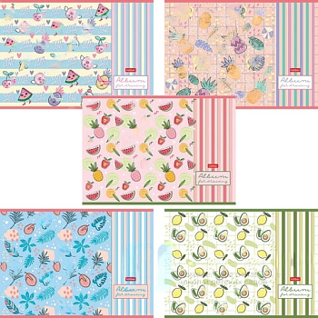 Альбом для рисования А4 24 л., скоба, обложка картон, HATBER, 205х290 мм, "Фруктис", 24А4В