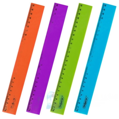 Линейка пластиковая 25 см ПИФАГОР, непрозрачная, неоновая, ассорти, 210790