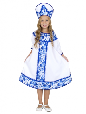 Женский карнавальный костюм Гжель хороводная (рост от 104 до 176 см)
