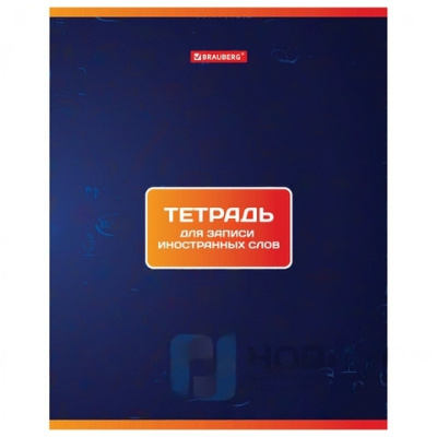 Тетрадь-словарь для записи иностранных слов А5 48 л., скоба, клетка, BRAUBERG, 403561
