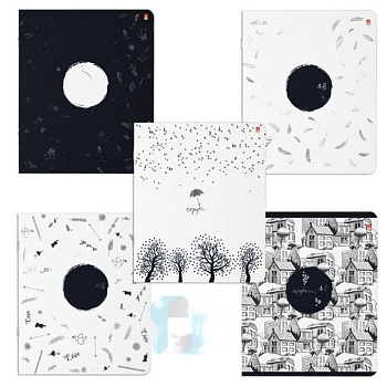 Тетрадь А5 48 л. АЛЬТ скоба, клетка, глянцевая ламинация, "КОНТРАСТЫ" (5 видов), 7-48-575