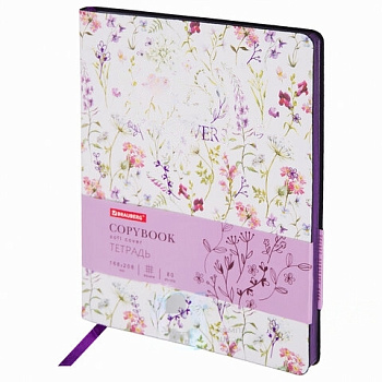 Тетрадь А5 (168х208 мм), 80 л., сшивка, клетка, под кожу, бумага 70 г/м2, фольга, BRAUBERG VISTA, "Spring", 403923