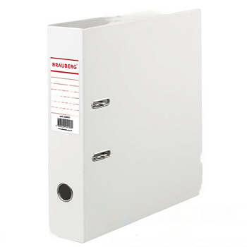 Папка-регистратор BRAUBERG с двухсторонним покрытием из ПВХ, 70 мм, белая, 222651