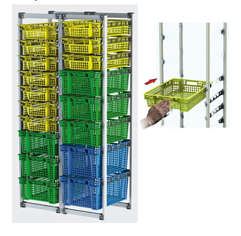 Стеллаж с ящиками 2-секционный 90х50х190 см