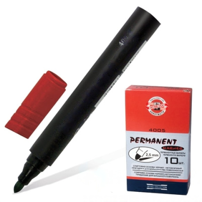 Маркер перманентный (нестираемый) KOH-I-NOOR, КРАСНЫЙ, круглый наконечник, 2,5 мм, 7740050801KSRU