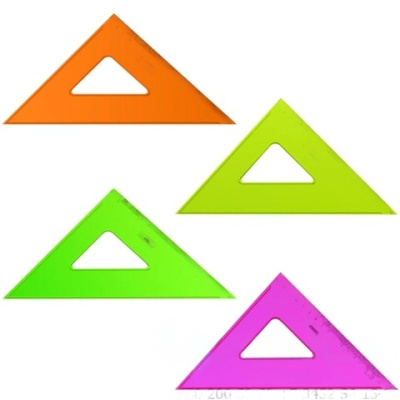 Треугольник пластиковый 45х16 см, СТАММ "Neon Crystal", тонированный, прозрачный, неоновый, ассорти, ТК57