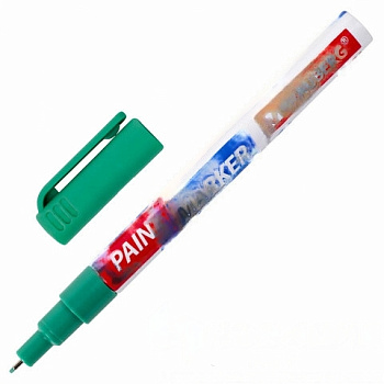 Маркер-краска лаковый EXTRA (paint marker) 1 мм, ЗЕЛЕНЫЙ, УСИЛЕННАЯ НИТРО-ОСНОВА, BRAUBERG, 151966