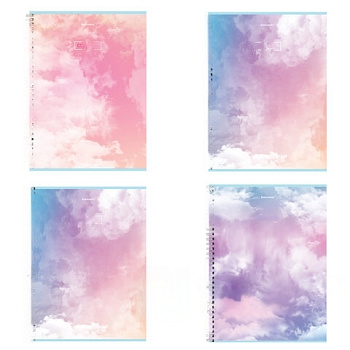 Тетрадь А4, 80 л., BRAUBERG, гребень, клетка, глянцевый лак, "CLOUD", 404053