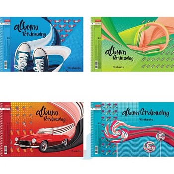 Альбом для рисования А4 48 л., спираль, обложка картон, HATBER, 205х290 мм, "Вихрь эмоций" (4 в спайке), 48А4Всп