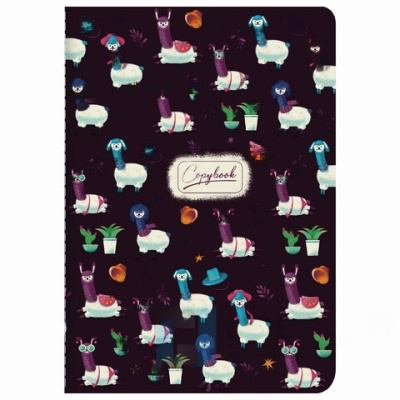 Тетрадь 40 л. в клетку обложка SoftTouch, бежевая бумага 70 г/м2, сшивка, А5 (147х210 мм), ЗАБАВНЫЕ ЛАМЫ, BRAUBERG, 403786