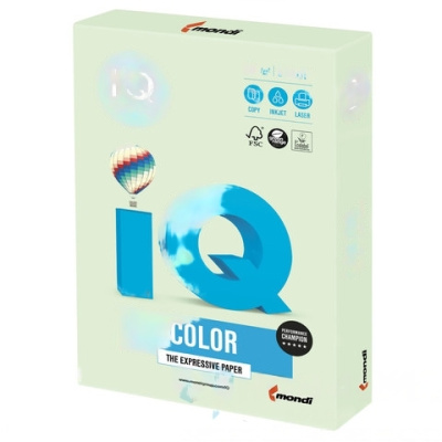 Бумага цветная IQ color БОЛЬШОЙ ФОРМАТ (297х420 мм), А3, 80 г/м2, 500 л., пастель, светло-зеленая, GN27