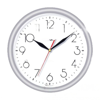 Часы настенные TROYKA 21270212, круг, белые, серебристая рамка, 24,5х24,5х3,1 см