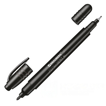 Маркер перманентный двусторонний наконечники 0,7/1 мм, ЧЕРНЫЙ, BRAUBERG DUO, xxxxxx, 152210