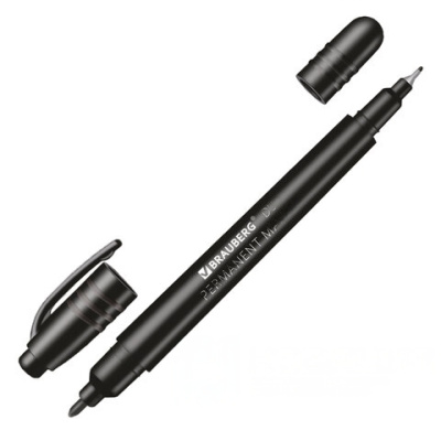 Маркер перманентный двусторонний наконечники 0,7/1 мм, ЧЕРНЫЙ, BRAUBERG DUO, xxxxxx, 152210