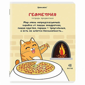 Тетрадь предметная "КОТ-ЭНТУЗИАСТ" 48л, TWIN лак, ГЕОМЕТРИЯ, клетка, BRAUBERG, 404561