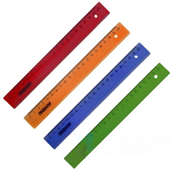 Линейка пластиковая 20 см ПИФАГОР, прозрачная, неоновая, ассорти, 210789