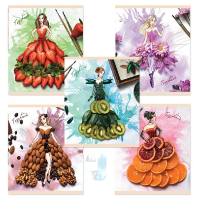 Тетрадь А5, 48 л., ПЗБМ, скоба, клетка, конгрев, выборочный TWIN лак, "Мода-природа" (5 видов), 027464