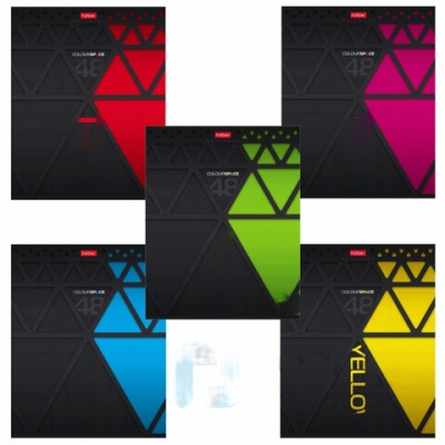 Тетрадь А5, 48 л., HATBER скоба, клетка, выборочный лак, "ColorSpace" (5 видов в спайке), 48Т5вмВ1