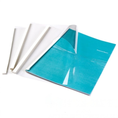 Обложки для термопереплета, А4, КОМПЛЕКТ 100 шт., 6 мм, 44-60 л., верх прозрачный ПВХ, низ картон, FELLOWES, FS-53154