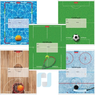 Тетрадь 18 л. HATBER клетка, обложка картон, "Спорт Клуб" (5 видов в спайке), 18Т5В1