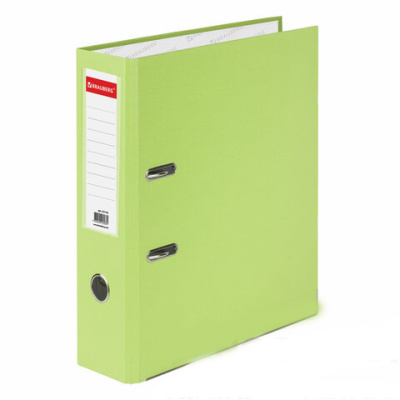 Папка-регистратор BRAUBERG с покрытием из ПВХ, 80 мм, с уголком, лайм (удвоенный срок службы), 227196
