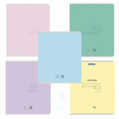 Тетрадь 18 л. BRAUBERG "КЛАССИКА NEW" клетка, обложка картон, АССОРТИ (5 видов), 105695