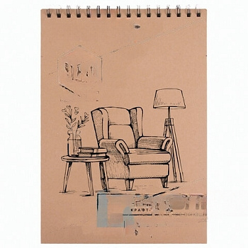 Альбом для рисования, крафт-бумага 140 г/м2, 147х205 мм, 30 л., спираль, BRAUBERG ART CLASSIC, 105915