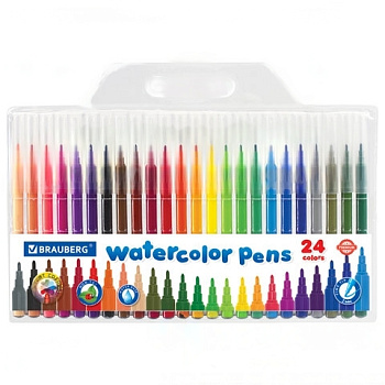 Фломастеры BRAUBERG "PREMIUM", 24 цвета, КЛАССИЧЕСКИЕ, вентилируемый колпачок, ПВХ-упаковка с европодвесом, 151936