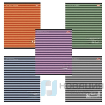 Тетрадь А5, 96 л., HATBER, скоба, линия, обложка картон, "ПОЛОСОЧКИ" (5 видов), 96Т5B2, T150306