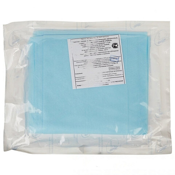 Простыня одноразовая ГЕКСА стерильная, 140х200 см, спанбонд ламинированный 40 г/м2, голубая