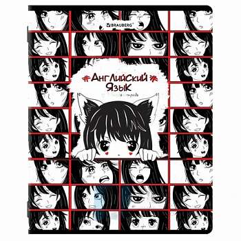 Тетрадь предметная "ANIME" 48л, глянцевый лак, АНГЛИЙСКИЙ ЯЗЫК, клетка, BRAUBERG, 404534