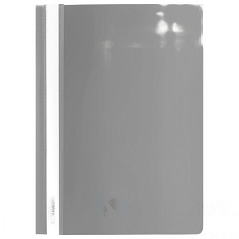 Скоросшиватель пластиковый BRAUBERG, А4, 130/180 мкм, серый, 220387