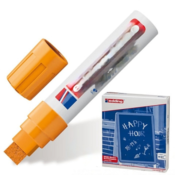 Маркер меловой EDDING "4090", 4-15 мм, ОРАНЖЕВЫЙ, влагостираемый, для гладких поверхностей, E-4090/66
