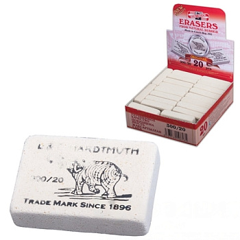 Ластик KOH-I-NOOR "Слон" 300/20, 45х32х12 мм, белый, прямоугольный, натуральный каучук, 0300020024KDRU