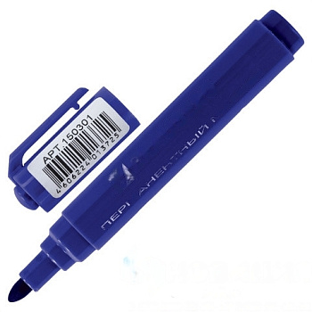 Маркер перманентный (нестираемый) BRAUBERG "Classic", СИНИЙ, круглый наконечник, 3 мм, с клипом, 150301