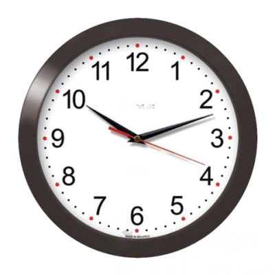 Часы настенные TROYKA 11100112, круг, белые, черная рамка, 29х29х3,5 см