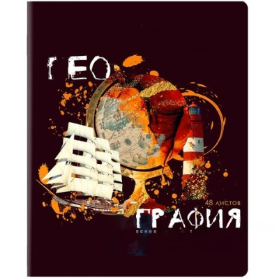 Тетрадь предметная со справочным материалом ORIGINAL 48 л., TWIN лак, ГЕОГРАФИЯ, клетка, BRAUBERG, 404301