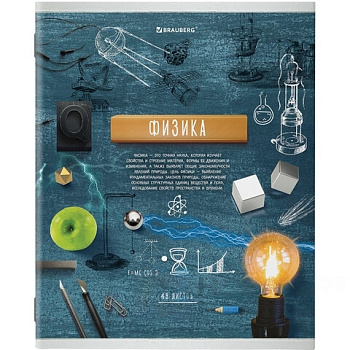 Тетрадь предметная "COLLAGE" 48 листов, TWIN лак, ФИЗИКА, клетка, подсказ, BRAUBERG, 404000