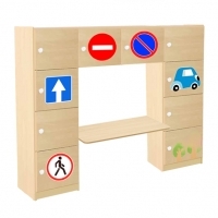 Стенка детская для игрушек и пособий Гараж со столешницей, 1200х350х1260 мм