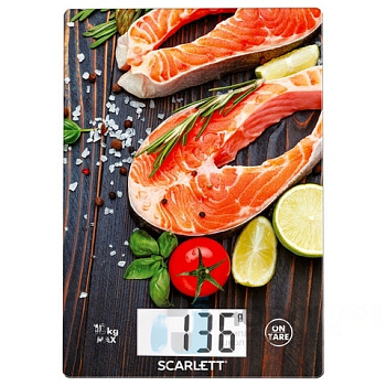 Весы кухонные SCARLETT SC-KS57P37, электронный дисплей, max вес 10 кг, тарокомпенсация, стекло