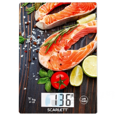 Весы кухонные SCARLETT SC-KS57P37, электронный дисплей, max вес 10 кг, тарокомпенсация, стекло