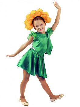 Детский карнавальный костюм для девочки Подсолнух (рост от 104 до 116 см)