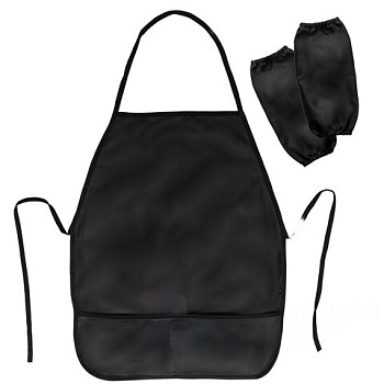 Фартук с нарукавниками для уроков труда ПИФАГОР, малый, полиэстер, 39х49 см, черный, 270921