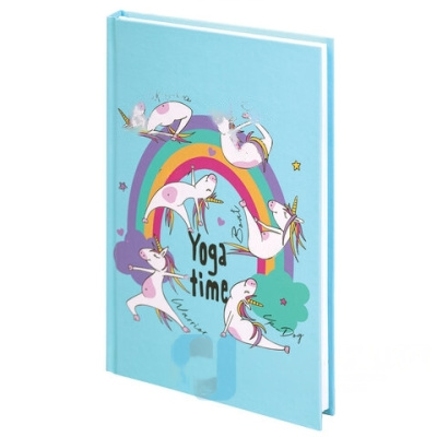 Блокнот А5 (134х206 мм), 80 л., твёрдый, клетка, выборочный лак, BRAUBERG KIDS, "Единорожки", 114426