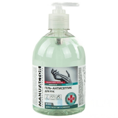 Антисептик-гель для рук спиртосодержащий (70%) с дозатором 500 мл MANUFACTOR, дезинфицирующий, N30804