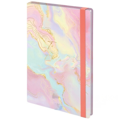 Ежедневник недатированный с резинкой А5 (145х203 мм), BRAUBERG, твердый, фольга, 128 л., "Marble", 114564