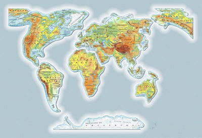 Карта Мира из резных стендов с подсветкой, 3200х2100 мм